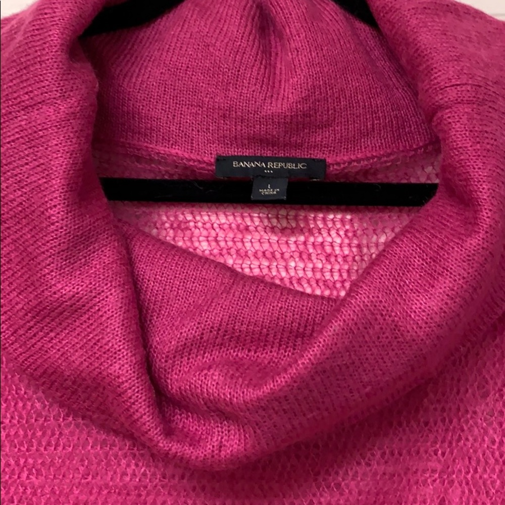 Banana Republic Hot Electric Pink and Tan Cowl Neck Sweater